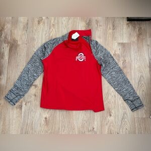 Holloway Ohio State Light Warm Pullover zip neck pocket foldover sleeves NWT!